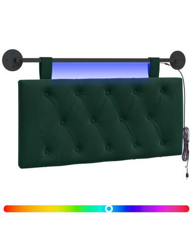 Testiera sospesa Con luce LED Verde Scuro Velluto