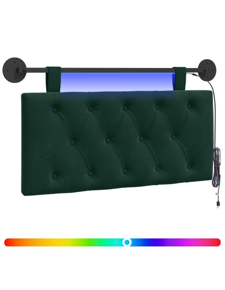 Testiera sospesa Con luce LED Verde Scuro Velluto