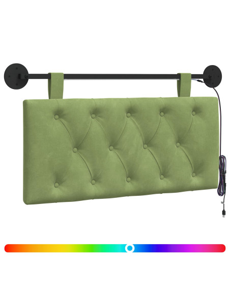 Testiera sospesa Con luce LED Verde chiaro Velluto