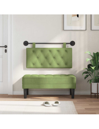Testiera sospesa Con luce LED Verde chiaro Velluto
