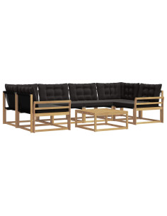 Set di divani da esterno 7 pcs Bianco e Nero 79 x 79 x 37 cm 2