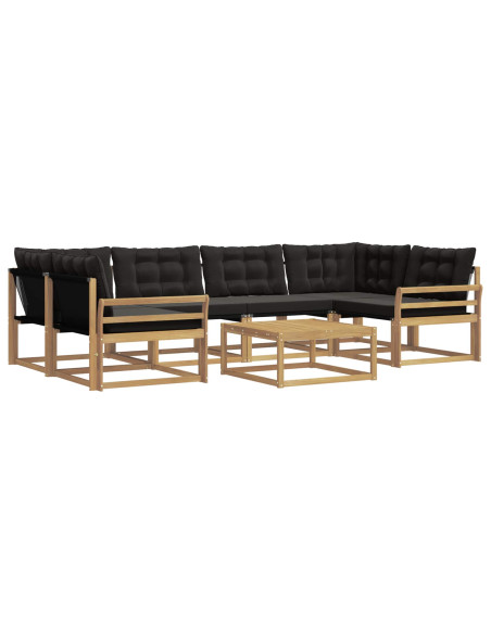 Set di divani da esterno 7 pcs Bianco e Nero 79 x 79 x 37 cm