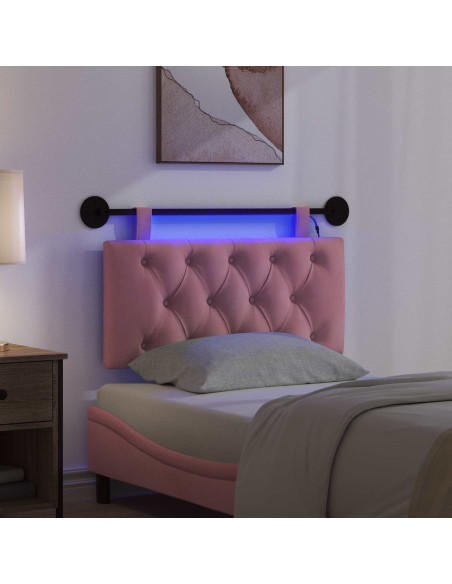 Testiera sospesa Con luce LED Rosa Velluto