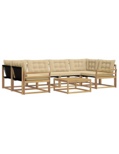 Set di divani da esterno 7 pcs Bianco e Beige 79 x 79 x 37 cm 2
