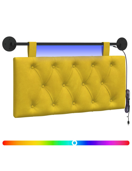 Testiera sospesa Con luce LED Giallo Velluto