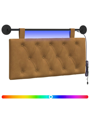 Testiera sospesa Con luce LED Marrone Velluto