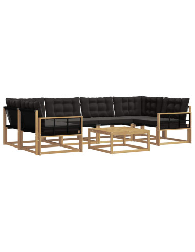 Set di divani da esterno 7 pcs Bianco e Nero 79 x 79 x 37 cm