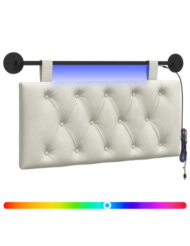 Testiera sospesa Con luce LED Crema Velluto