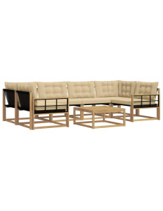 Set di divani da esterno 7 pcs Bianco e Beige 79 x 79 x 37 cm 2