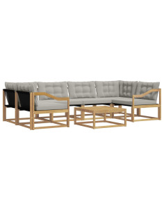 Set di divani da esterno 7 pcs Bianco e Grigio Chiaro 2