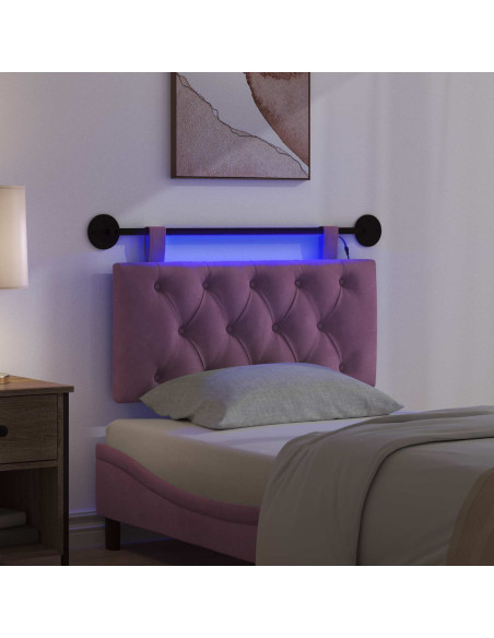 Testiera sospesa Con luce LED Viola Velluto