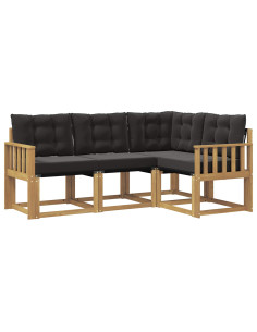 Set di divani da esterno con cuscino 4 pcs Bianco e Nero 2