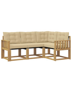 Set di divani da esterno con cuscino 4 pcs Bianco e Beige 2