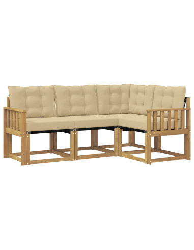 Set di divani da esterno con cuscino 4 pcs Bianco e Beige