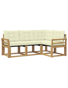 Set di divani da esterno con cuscino 4 pcs Bianco e Crema 2