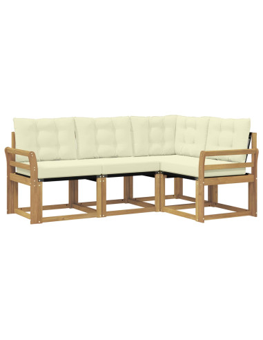 Set di divani da esterno con cuscino 4 pcs Bianco e Crema