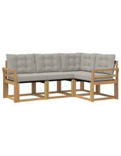 Set di divani da esterno 4 pcs Bianco e Grigio Chiaro 2