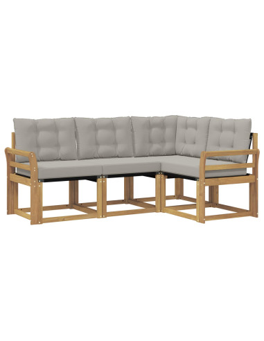 Set di divani da esterno 4 pcs Bianco e Grigio Chiaro