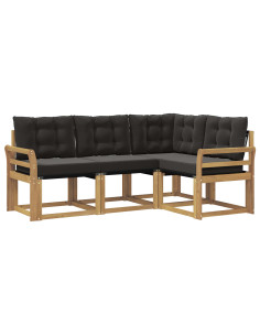 Set di divani da esterno con cuscino 4 pcs Bianco e Nero 2