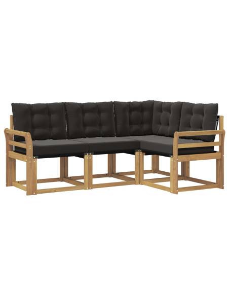 Set di divani da esterno con cuscino 4 pcs Bianco e Nero