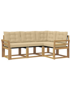 Set di divani da esterno con cuscino 4 pcs Bianco e Beige 2