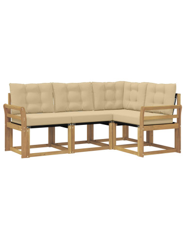 Set di divani da esterno con cuscino 4 pcs Bianco e Beige