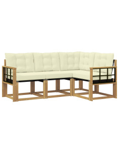 Set di divani da esterno con cuscino 4 pcs Bianco e Crema 2