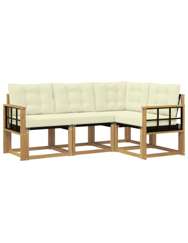 Set di divani da esterno con cuscino 4 pcs Bianco e Crema