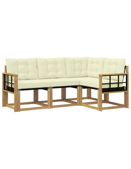 Set di divani da esterno con cuscino 4 pcs Bianco e Crema
