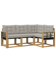 Set di divani da esterno 4 pcs Bianco e Grigio Chiaro 2