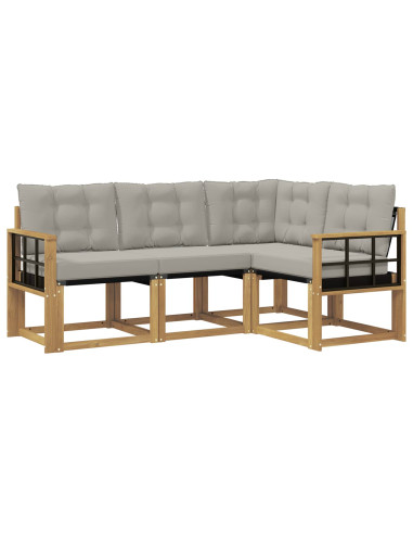Set di divani da esterno 4 pcs Bianco e Grigio Chiaro