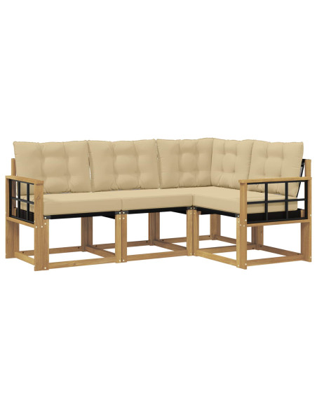Set di divani da esterno con cuscino 4 pcs Bianco e Beige