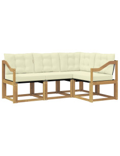 Set di divani da esterno con cuscino 4 pcs Bianco e Crema 2