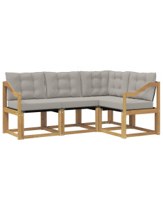 Set di divani da esterno 4 pcs Bianco e Grigio Chiaro 2