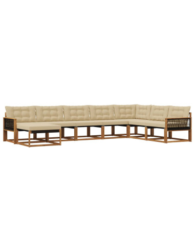 Set di divani da esterno con cuscino 8 pcs Naturale e Beige