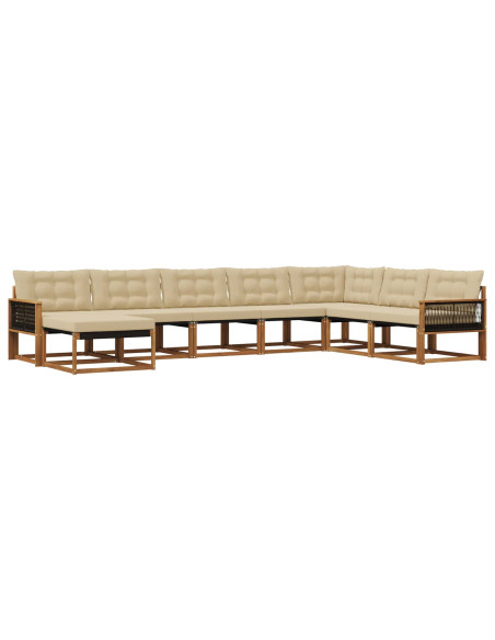 Set di divani da esterno con cuscino 8 pcs Naturale e Beige