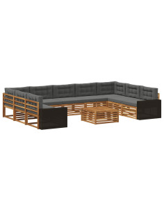 Set di divani da esterno 10 pcs Naturale e Antracite