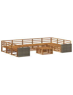 Set di divani da esterno 10 pcs Naturale