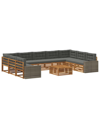 Set di divani da esterno 10 pcs Naturale e Antracite
