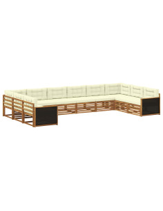 Set divani con cuscino 10 pcs Legno di Acacia Massello