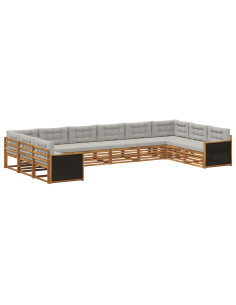 Set divani con cuscino 10 pcs Legno di Acacia Massello
