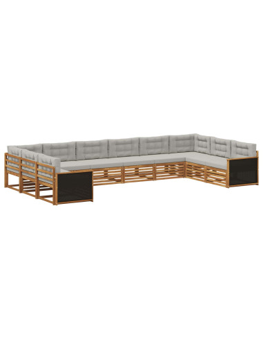 Set divani con cuscino 10 pcs Legno di Acacia Massello