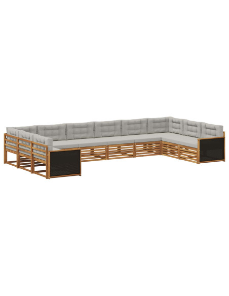 Set divani con cuscino 10 pcs Legno di Acacia Massello
