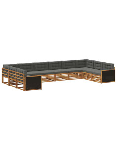 Set divani con cuscino 10 pcs Legno di Acacia Massello