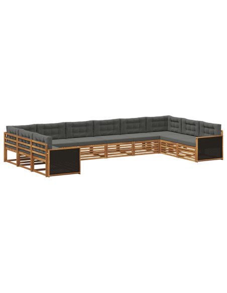Set divani con cuscino 10 pcs Legno di Acacia Massello