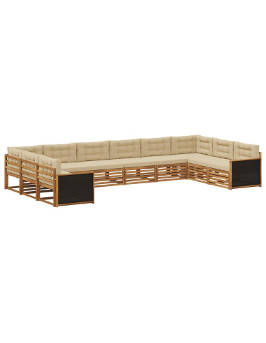 Set divani con cuscino 10 pcs Legno di Acacia Massello