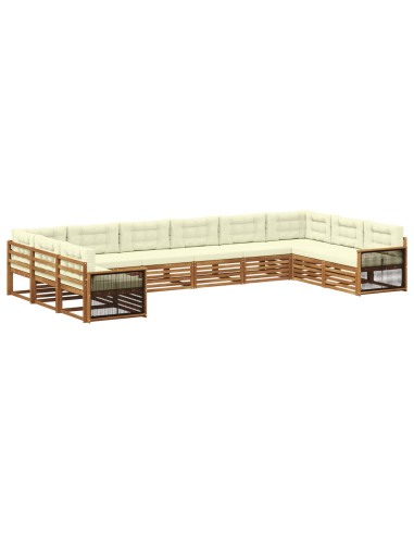 Set divani con cuscino 10 pcs Legno di Acacia Massello