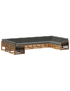 Set divani con cuscino 10 pcs Legno di Acacia Massello