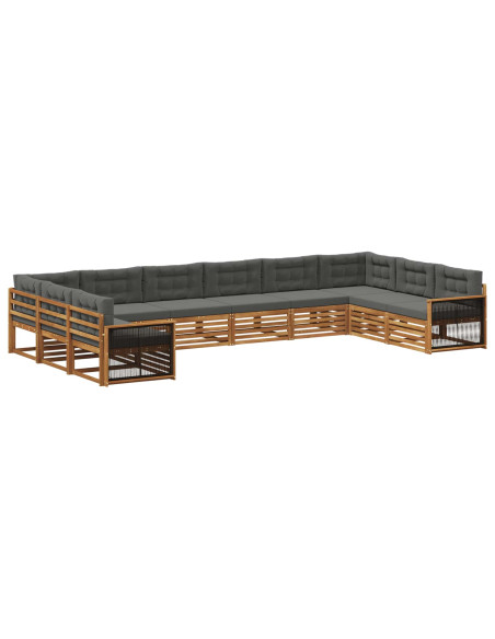 Set divani con cuscino 10 pcs Legno di Acacia Massello