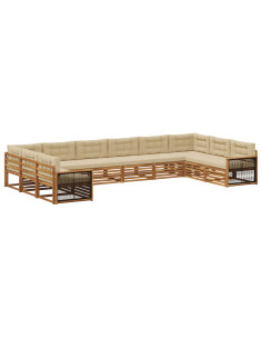 Set divani con cuscino 10 pcs Legno di Acacia Massello